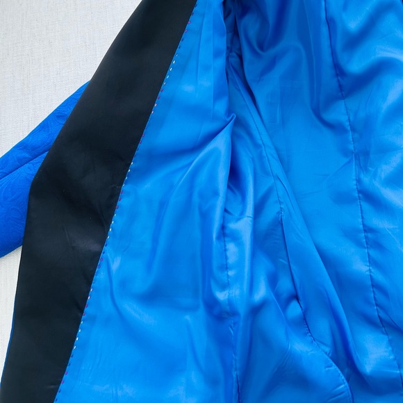 Boys Royal Blue Jacquard Double Breasted Tuxedo Suit (8/9 year) - Picture 15 of 16